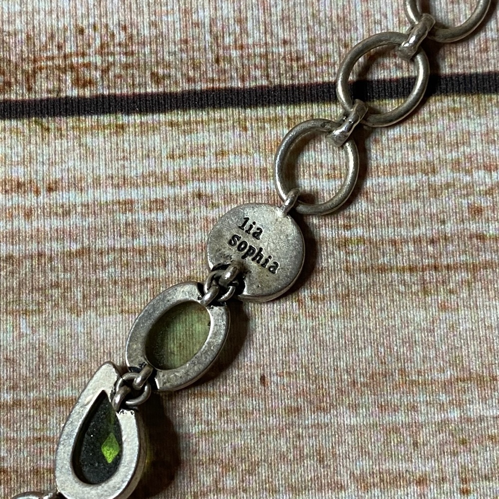 Lia Sophia Silver/Green Pavé Toggle Bracelet - Picture 4 of 4